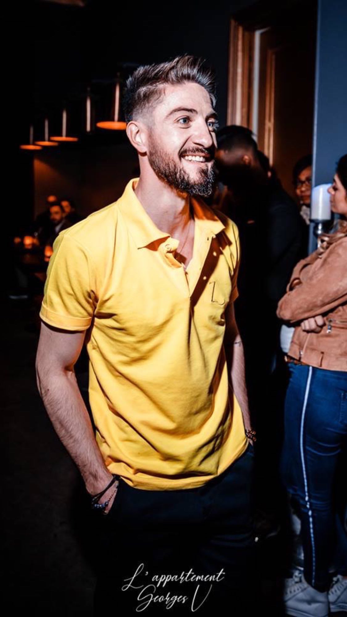 Yellow short-sleeved cotton polo shirt