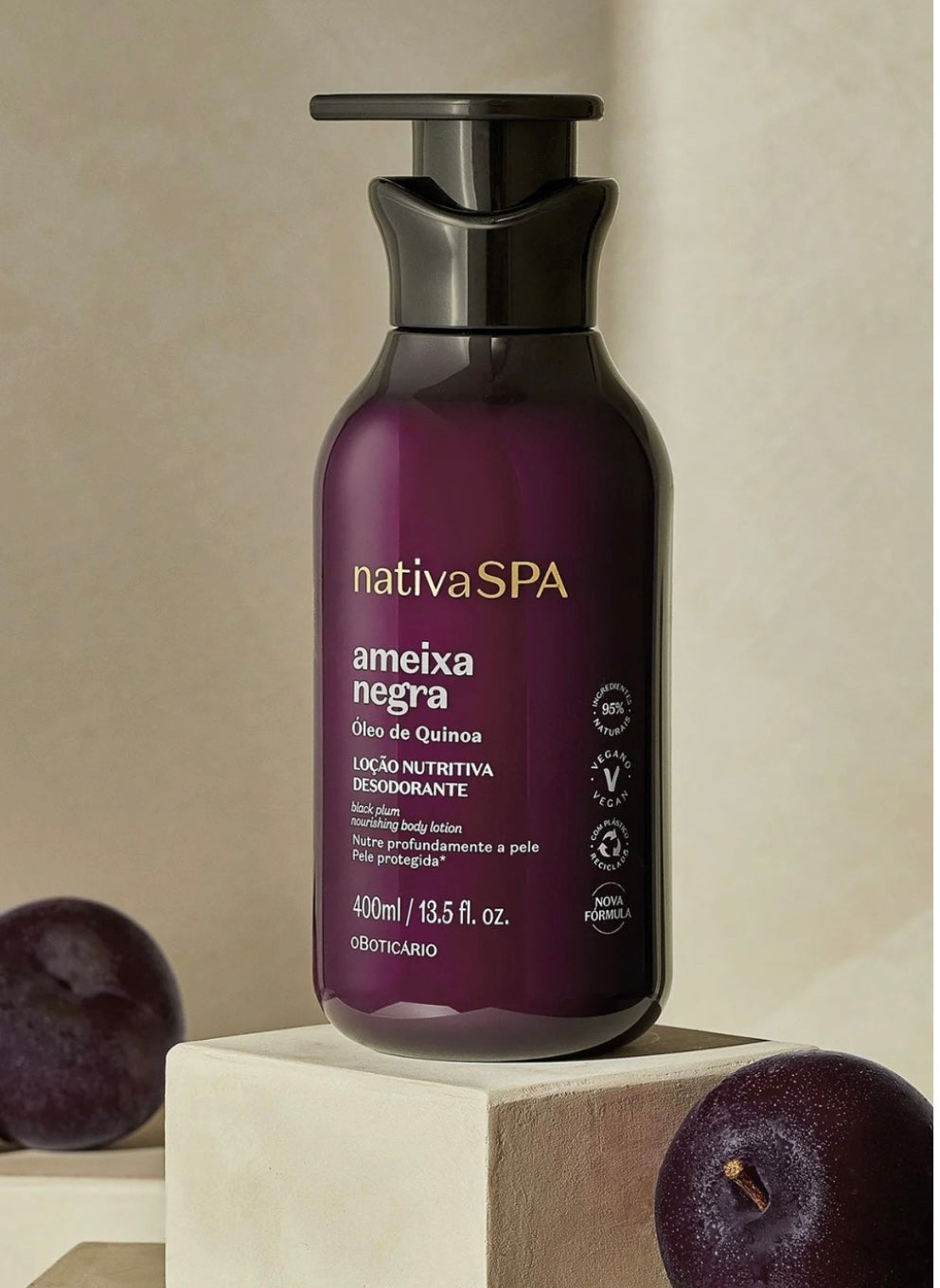 OBoticário-Crème hydratante pour le corps à la prune noire 400ml
