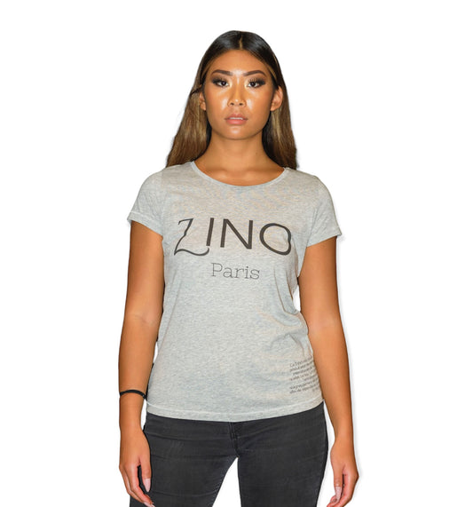 T-shirt cinza com logotipo ZINO